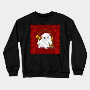 Sweet little cat with otter drinking milk Crewneck Sweatshirt